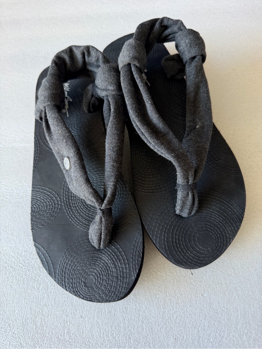 Black Fabric Strap Flip Flops